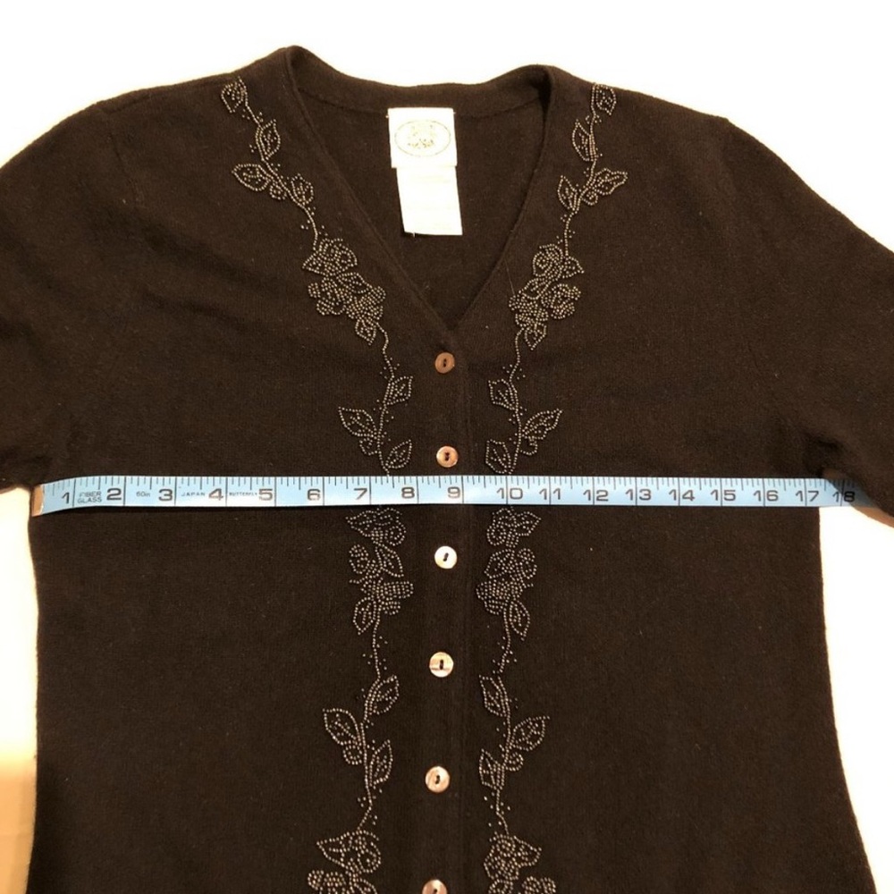 Laura Ashley Black Bead Lambswool Cardigan Size 38 - Picture 6 of 7